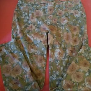 Olive green floral jeggings